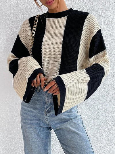 Women's Round Neck Long Sleeve Knitted Sweater