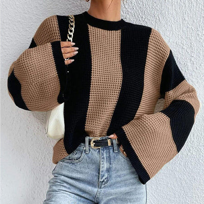 Women's Round Neck Long Sleeve Knitted Sweater