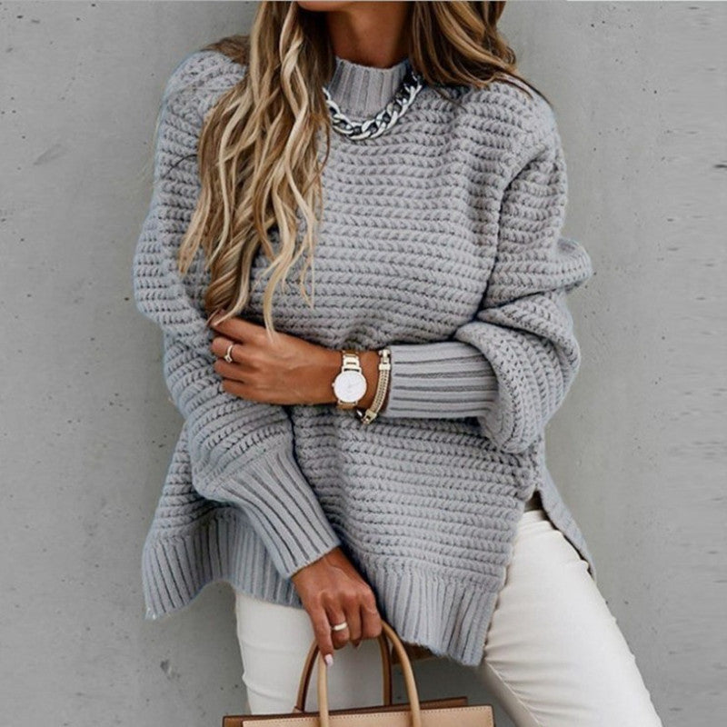 Women's Turtleneck Side-Slit Sweater