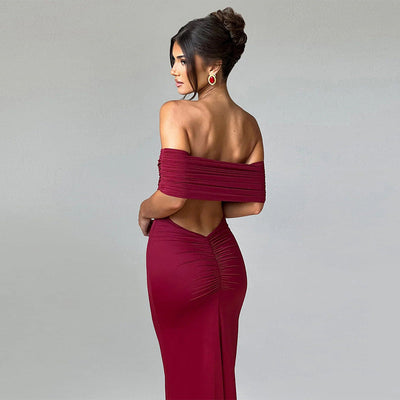 Tanirae™ | Off-Shoulder Pleated Maxi Dress