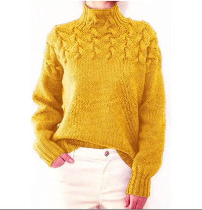 Women's High Collar Long Sleeve Sweater