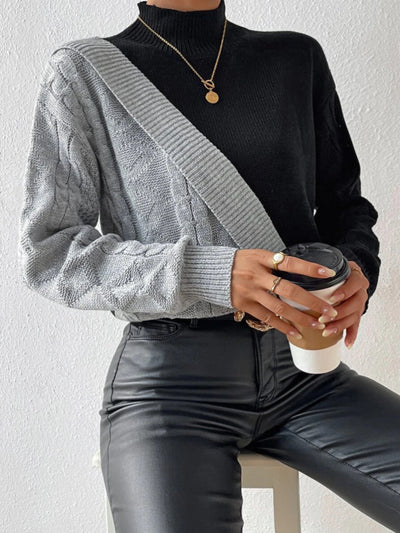 Women's High Collar Twisted Sweater