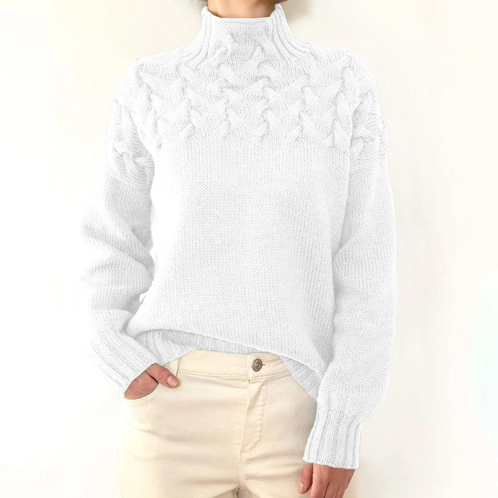 Women's High Collar Long Sleeve Sweater