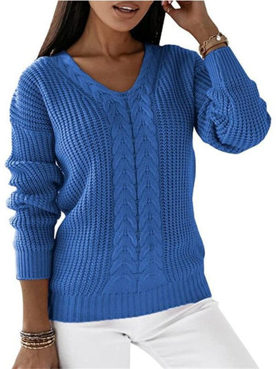 Women's Casual Knitted V-neck Sweater