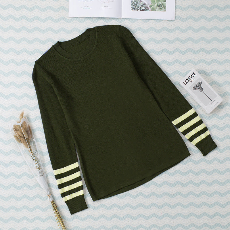 Women's Striped Long Sleeve Knitted Sweater