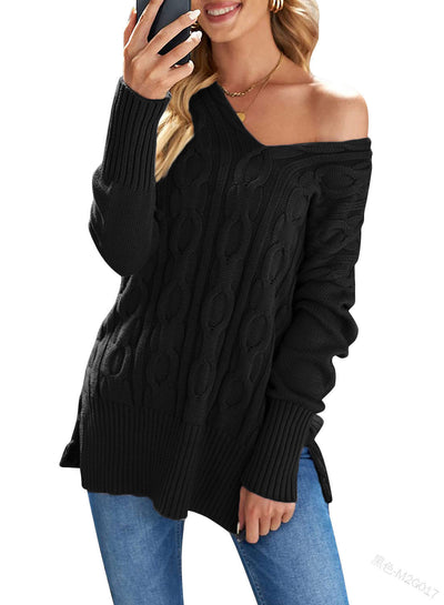 Women's V-neck Knitted Sweater