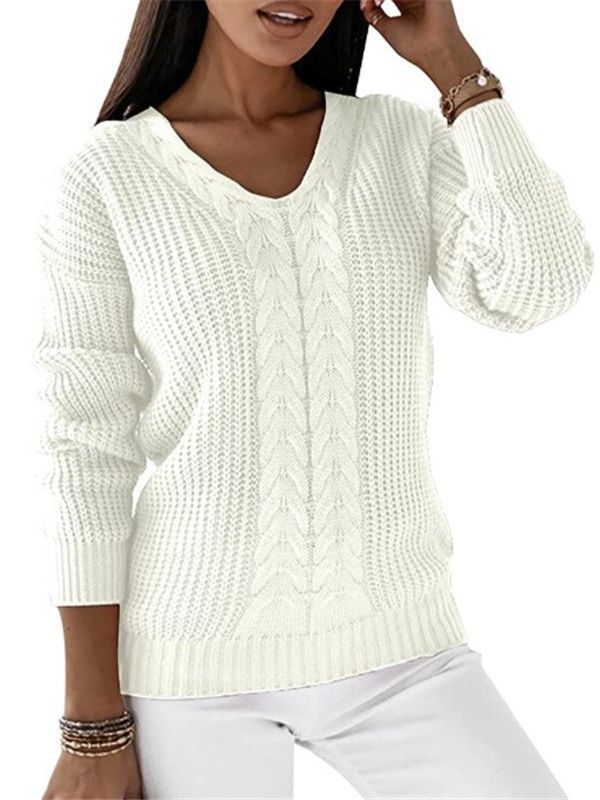 Women's Casual Knitted V-neck Sweater