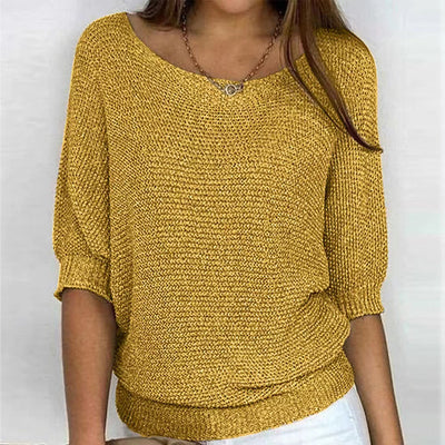 Women's Round Neck 3/4 Sleeve Sweater