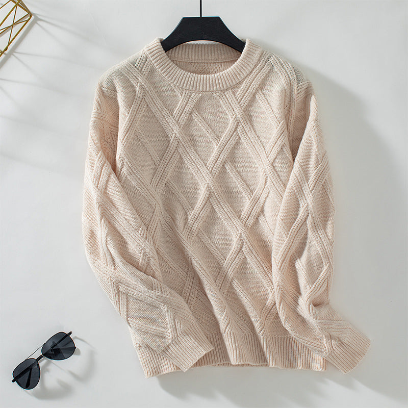 Geometric Round Neck Long Sleeve Sweater