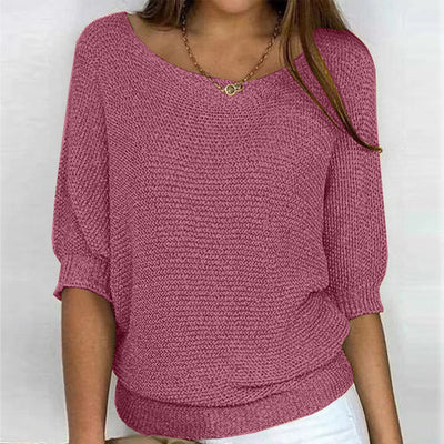 Women's Round Neck 3/4 Sleeve Sweater