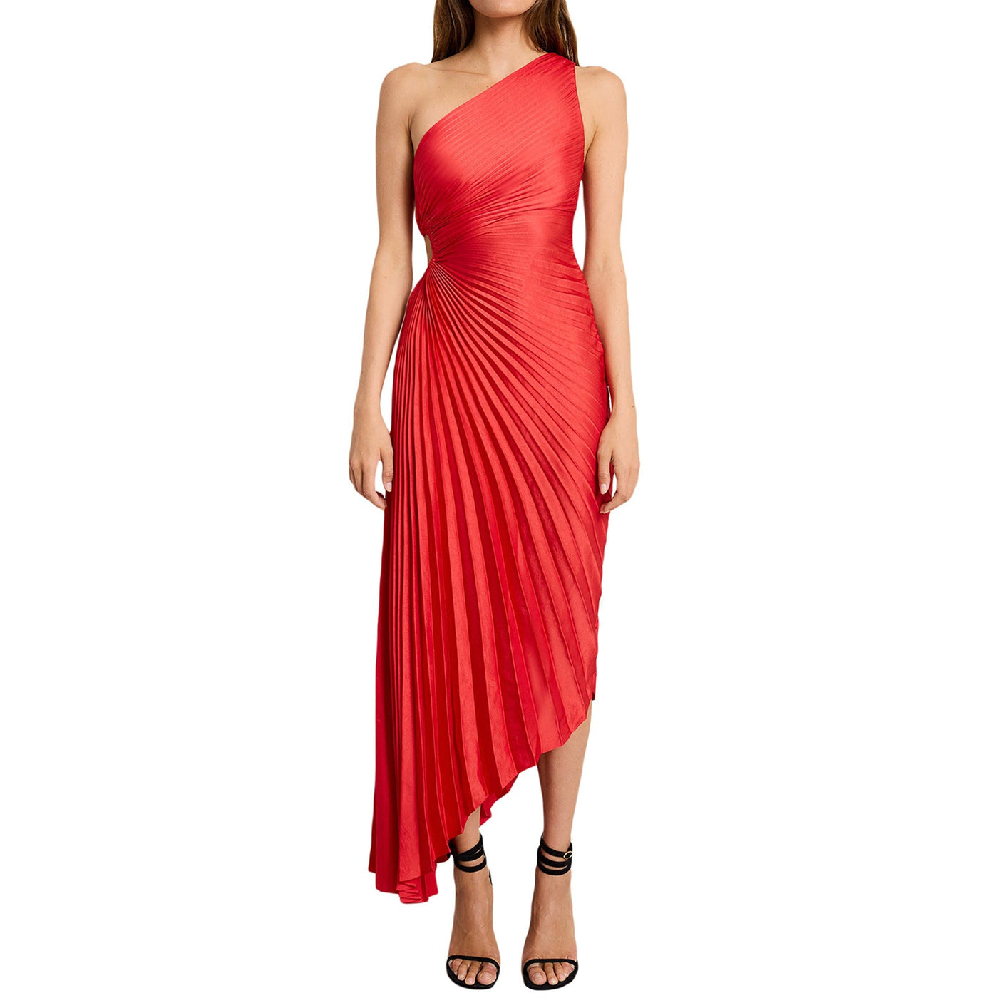 Sylviana™ | One Shoulder Pleated Midi Dress