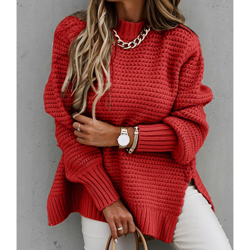 Women's Turtleneck Side-Slit Sweater