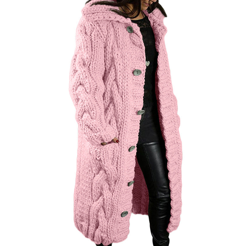 Women's Oversized Cardigan Coat - Single-Breasted Sweater