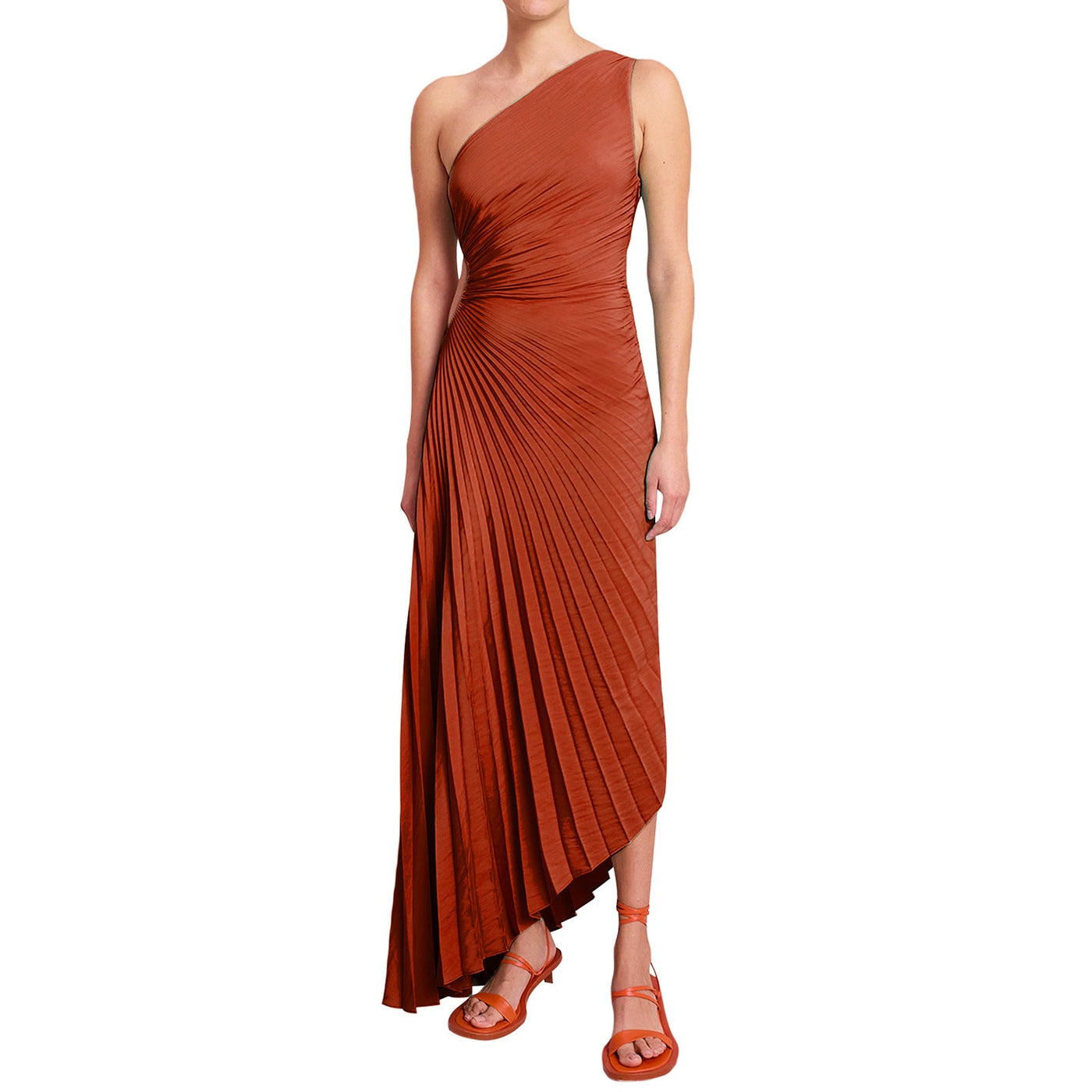 Sylviana™ | One Shoulder Pleated Midi Dress