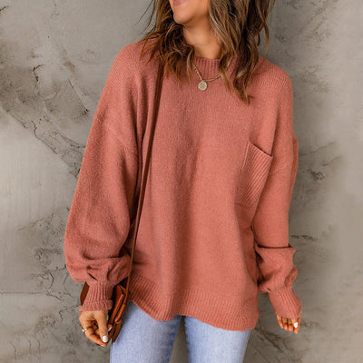 Crew Neck Long Sleeve Loose Sweater