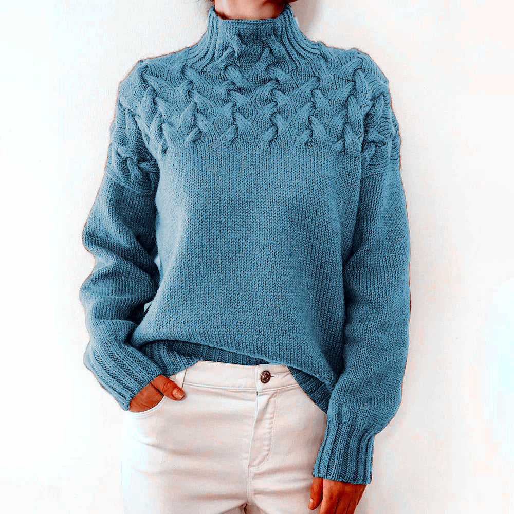 Women's High Collar Long Sleeve Sweater