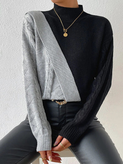 Women's High Collar Twisted Sweater