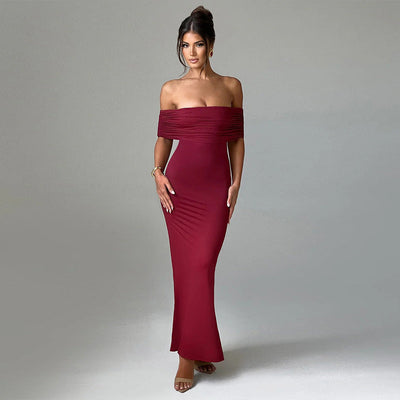 Tanirae™ | Off-Shoulder Pleated Maxi Dress