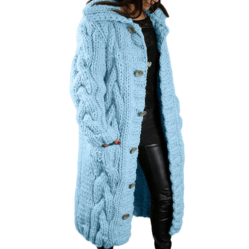 Women's Oversized Cardigan Coat - Single-Breasted Sweater