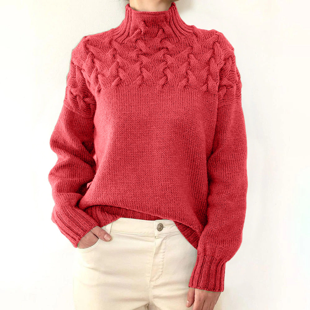 Women's High Collar Long Sleeve Sweater