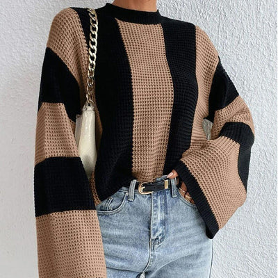 Women's Round Neck Long Sleeve Knitted Sweater