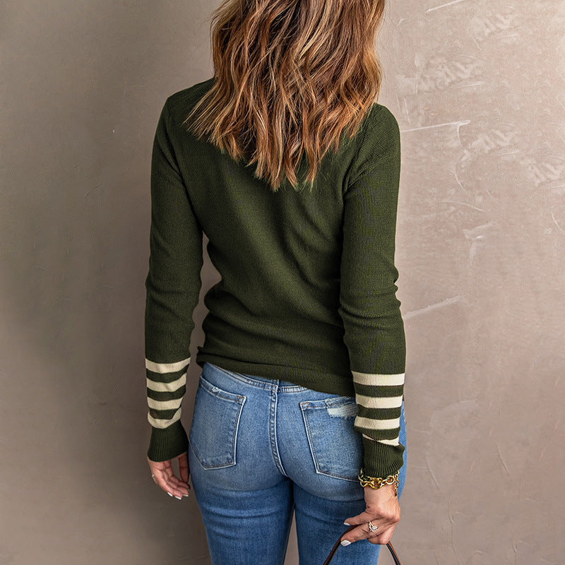 Women's Striped Long Sleeve Knitted Sweater