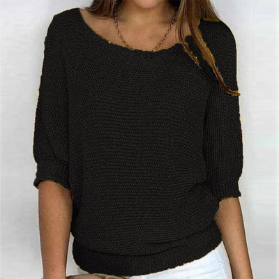 Women's Round Neck 3/4 Sleeve Sweater