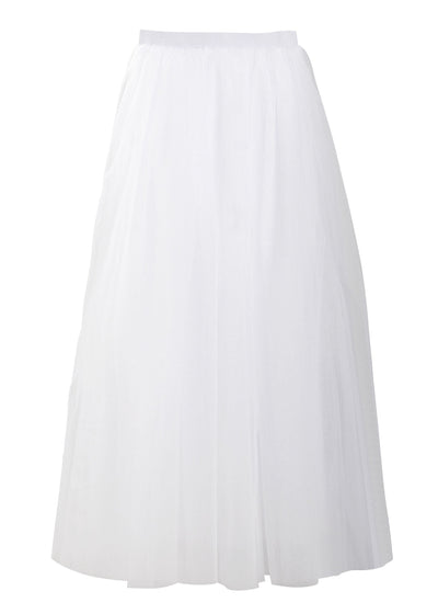 Plus Size Handmade White Solid Tulle Skirt Spring