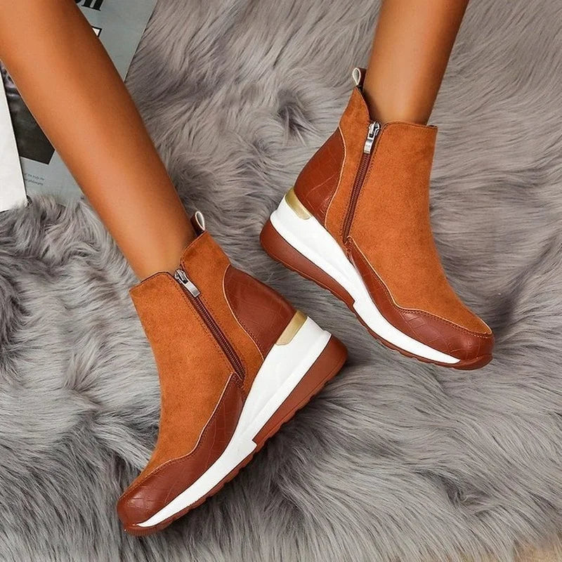 Sofia Winter Wedge Heel Ankle Boots