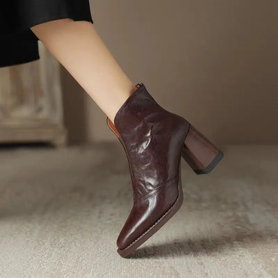 Aphixta Luxury Leather High Heel Ankle Boots