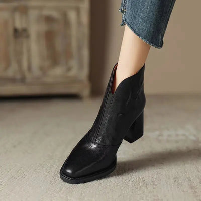 Aphixta Luxury Leather High Heel Ankle Boots