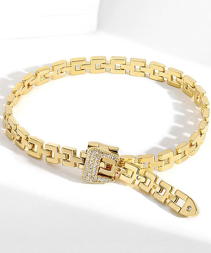 Stylish Gold Copper Overgild Zircon Chain Chain Bracelet