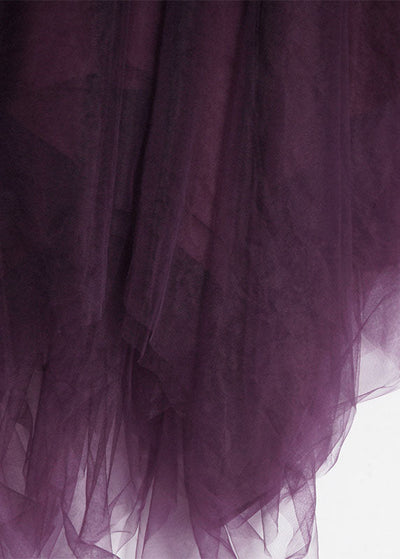 Women Purple Asymmetrical zippered Tulle Skirts Spring