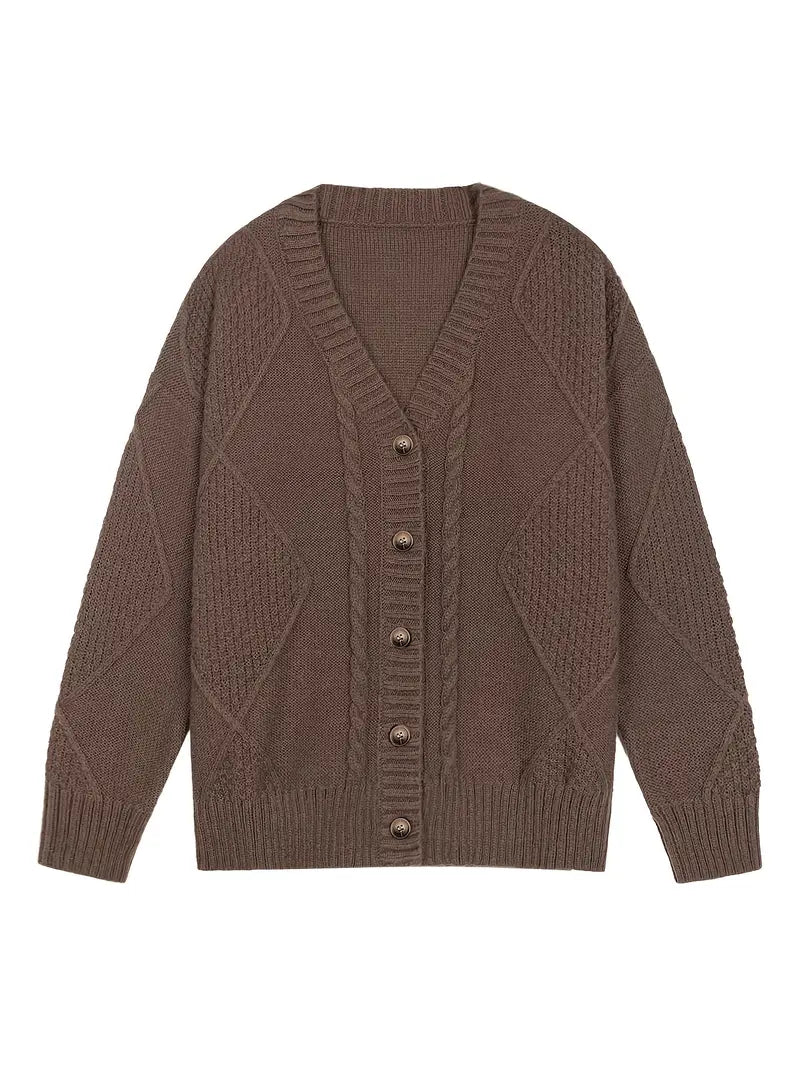 Women's Casual -Colored Cable Knit Cardigan