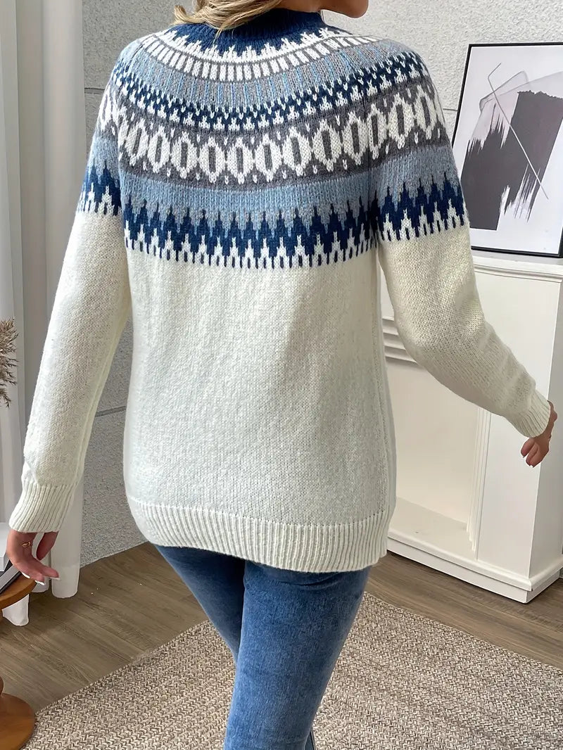 Classic sweater with Icelandic pattern