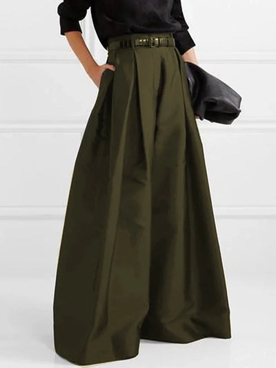 Stylish Loose High Waisted Solid Color Wide Leg Pants