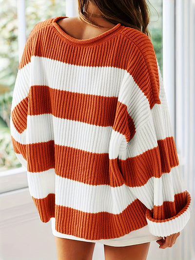 Chloe | Striped Crew Neck Pullover Sweater