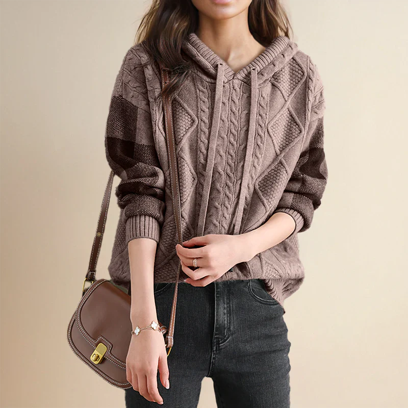 Hooded Jacquard Sweater