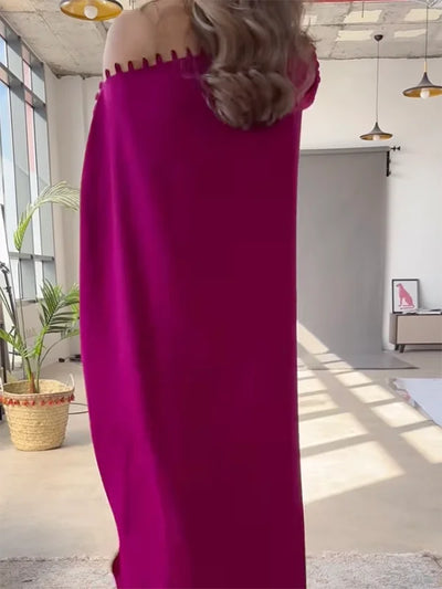 H-Line Loose Buttoned Solid Color Maxi Dresses