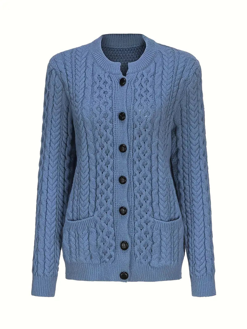 Elegant Cable-Knit Cardigan for Women