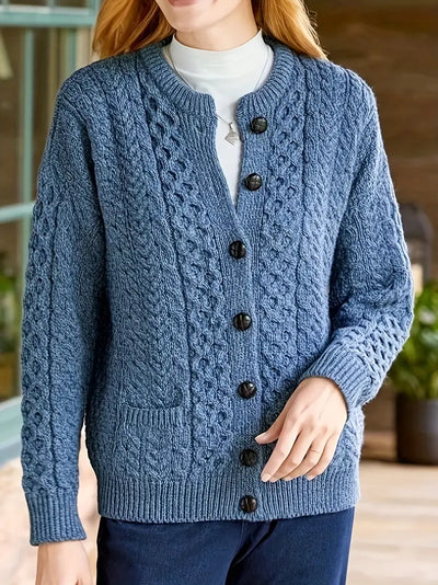 Elegant Cable-Knit Cardigan for Women