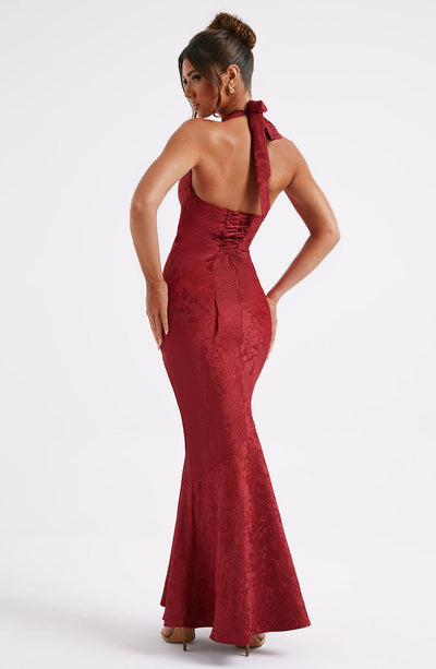 Zylith™ | Halter-neck Knot Textured Maxi Dress