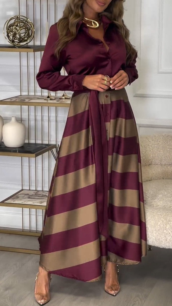 Unique V-Neck Long Sleeve Maxi Dress