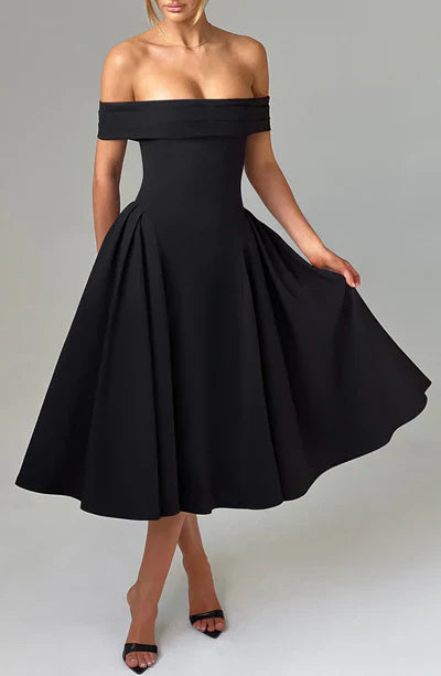 Tahlia ™ | Off-Shoulder Pleated Midi Dress