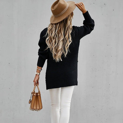 Women's Turtleneck Side-Slit Sweater