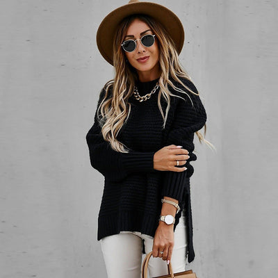 Women's Turtleneck Side-Slit Sweater