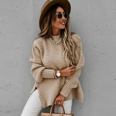 Women's Turtleneck Side-Slit Sweater