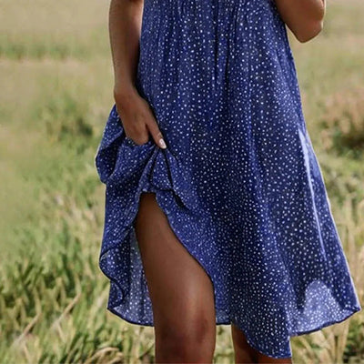 Dreamy Blue Short Sleeve Midi Dress