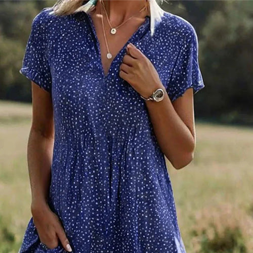 Dreamy Blue Short Sleeve Midi Dress