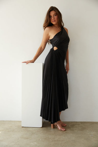 Sylviana™ | One Shoulder Pleated Midi Dress